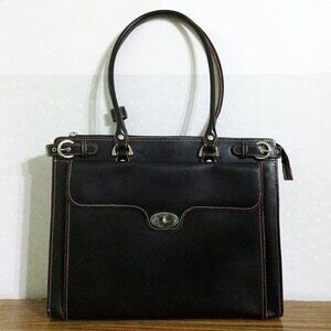 McKlein Winnetka Black Leather Briefcase, Black Laptop Bag, Women's Briefcase